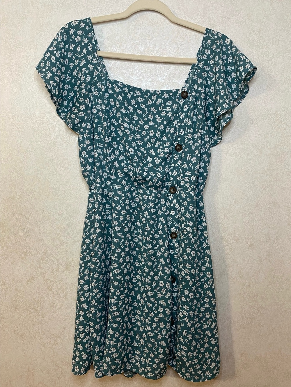 Sienna Sky Teal Floral Button-Front Summer Dress